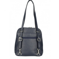 Kožená kabelka na rameno/batoh MI38 tmavomodrá Made in Italy Modrá #5