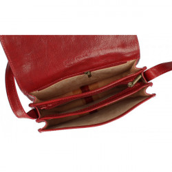 Kožená kabelka na rameno MI896 červená Made in Italy, Červená #1