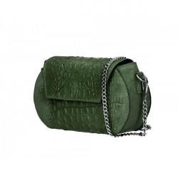 Kožená kabelka potlač krokodíl 681 Made in Italy tmavozelená Zelená #3