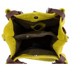 Kožená kabelka potlač pytón 35 žltá, Žltá #1