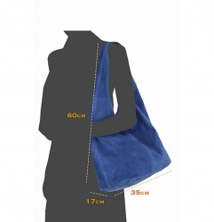 Kožená kabelka v úprave semiš 804A jeans Modrá #3