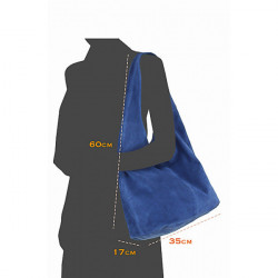 Kožená kabelka v úprave semiš 804A modrá, Modrá #3