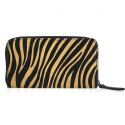 Kožená peňaženka na zips 509 tmavá zebra Hnedá