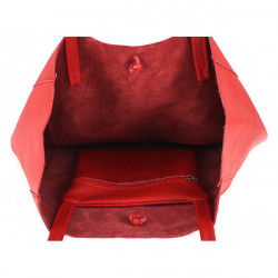 Kožená shopper kabelka 396 červená, Červená #1