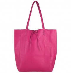 Kožená shopper kabelka 396 fuchsia, Fuchsia