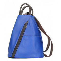 Kožený batoh azurovo modrý Made in Italy, Modrá