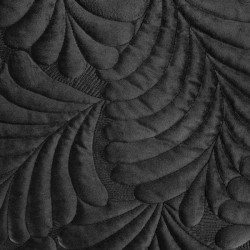 Lesklý zamatový prehoz prešívaný tradičnou metódou šitia, listový vzor čierny Čierna 170 x 210 cm #1