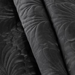 Lesklý zamatový prehoz prešívaný tradičnou metódou šitia, listový vzor čierny Čierna 170 x 210 cm #2