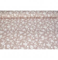 MADE IN ITALY Dekoračná látka mini biele kvety na ružovom, š. 140 cm Ružová Šírka 140 cm