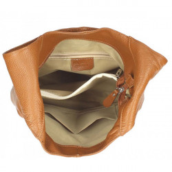 Oranžová kožená kabelka na rameno 590 MADE IN ITALY, Oranžová #1