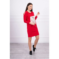 Šaty s grafikou 3D s perličkami červené Univerzálna Pudrová ružová #1