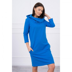 Šaty s kapucňou a vreckami MIG8847 azurovo modré Univerzálna Modrá