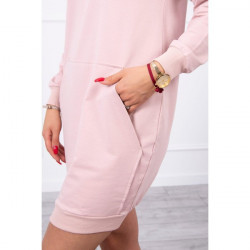 Šaty s kapucňou MI67292 pudrovo ružové Univerzálna Pudrová ružová #3