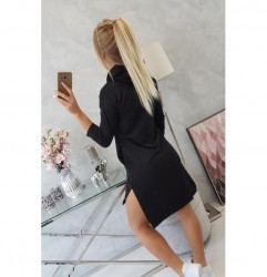 Šaty s predĺženou zadnou stranou a farebnou potlačou v predu MI64632 čierne, Uni, Čierna #5