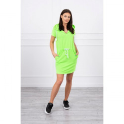 Šaty s vreckami a kapucňou MI8982 neónovo zelené Univerzálna Zelená/neón #1