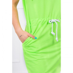 Šaty s vreckami a kapucňou MI8982 neónovo zelené Univerzálna Zelená/neón #2