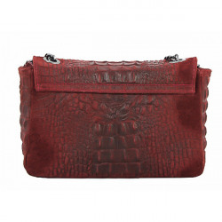 Talianska kožená kabelka potlač krokodýl 439 červená, Červená #4