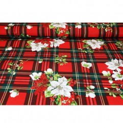 Vianočná bavlnená obliečka na vankúš Vianočné ruže na kockách 40x40 cm Viacfarebná #1