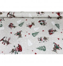 Vianočná dekoračná látka Sobík, š. 140 cm Viacfarebná Šírka 140 cm