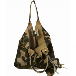 Vojensky zelená kožená kabelka v úprave semiš 804 Zelená #1