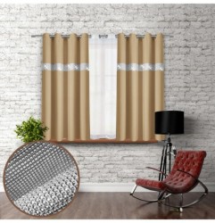 Záves na kruhoch so zirkónmi 140x160 cm béžový Béžová 140x160 cm
