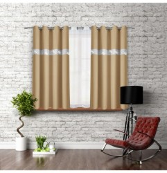 Záves na kruhoch so zirkónmi 140x160 cm béžový Béžová 140x160 cm #1