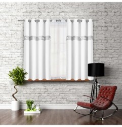 Záves na kruhoch so zirkónmi 140x160 cm biely Biela 140x160 cm #1