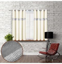 Záves na kruhoch so zirkónmi 140x160 cm krémový Krémová 140x160 cm