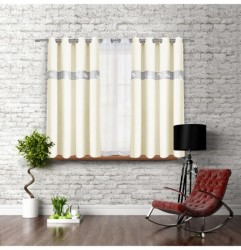 Záves na kruhoch so zirkónmi 140x160 cm krémový Krémová 140x160 cm #1