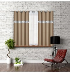 Záves na kruhoch so zirkónmi 140x160 cm mokka 140x160 cm Mokka #1