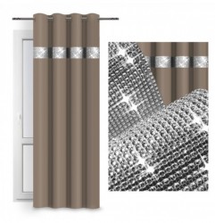 Záves na kruhoch so zirkónmi 140x250 cm mokka 140x250 cm Mokka #1