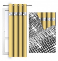 Záves na kruhoch so zirkónmi 140x250 cm pastelovo žltý Žltá 140x250 cm #1