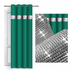 Záves na krúžkoch so zirkónmi 140x250 cm morský Zelená 140 x 250 cm #1