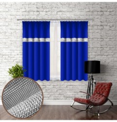 Záves na riasiacej páske so zirkónmi 140x160 cm azurovo modrý Modrá 140 x 160 cm