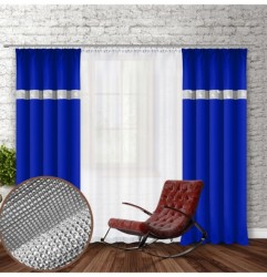 Záves na riasiacej páske so zirkónmi 140x250 cm azurovo modrý Modrá 140x250 cm