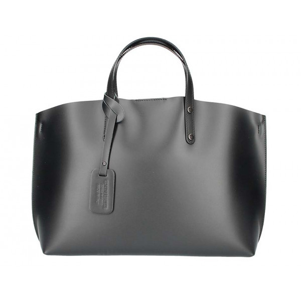 Čierna kožená kabelka do ruky 5304, Čierna