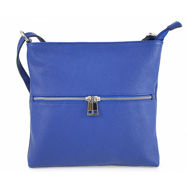 Kožená kabelka na rameno 147 azurovo modrá Made in Italy Modrá