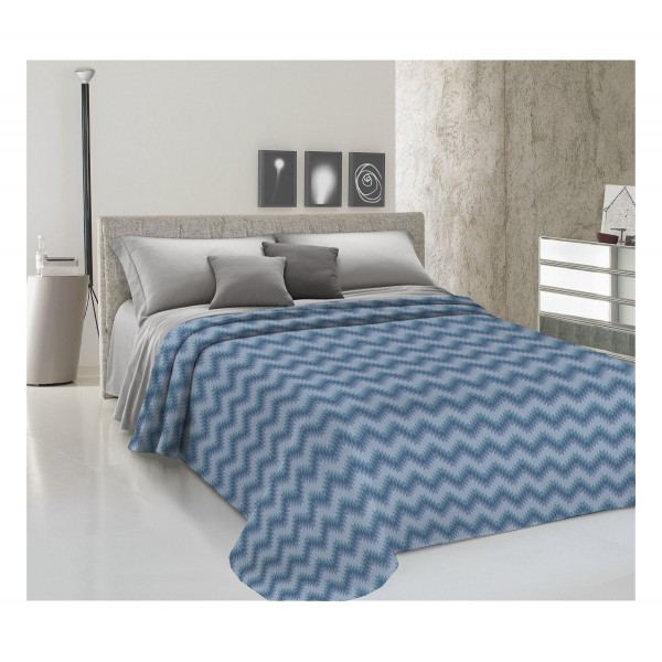 Prikrývka na posteľ Piquet Zig-zag modrá Modrá 170x280 cm