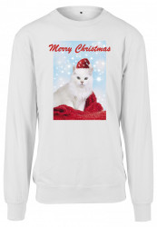 Dámska mikina MR.TEE Ladies Merry Christmas Cat Crewneck Farba: white,