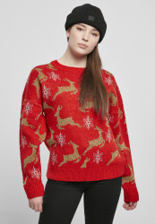 Dámsky sveter Urban Classics Oversized Christmas červený