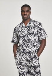 Pánska košeľa s krátkym rukávom URBAN CLASSICS Pattern Resort Shirt palm/white