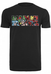 Pánske tričko MERCHCODE Marvel Logo Character Farba: black,