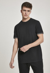 Pánske tričko URBAN CLASSICS Rib Ringer Tee black/grey