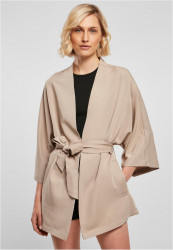 URBAN CLASSICS Dámsky kabát Viscose Twill Kimono svetlo hnedý