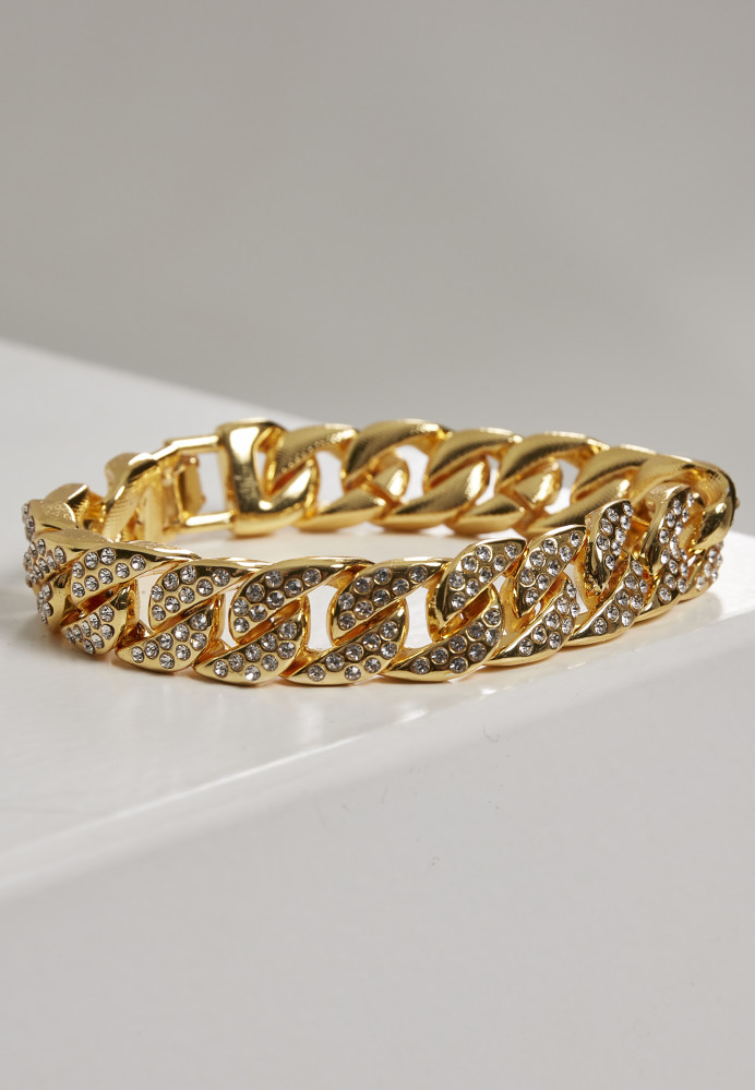 Náramok URBAN CLASSICS Big Bracelet With Stones zlatý