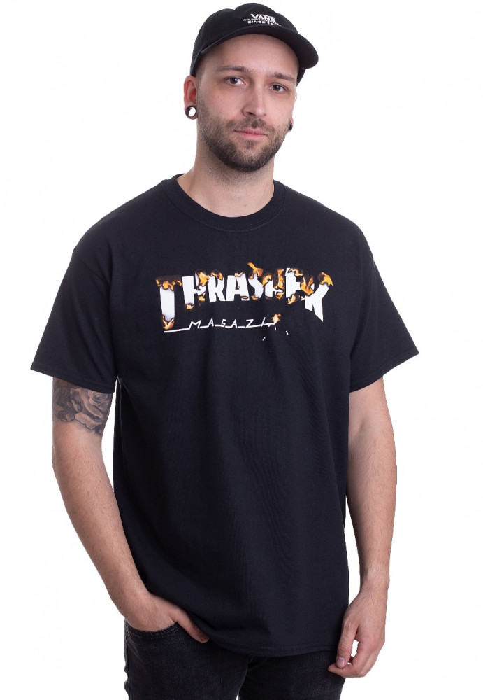 Pánske tričko Thrasher Intro Burner čierne Farba: Čierna,