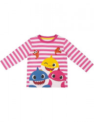 Baby shark ružové pruhované dievčenské tričko N5850