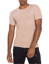 Béžové pánske pletené tričko Y6154