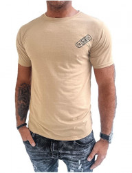 Béžové pánske tričko s malou potlačou B0457