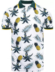 Biela polo košeĺa s potlačou ananásov W6454